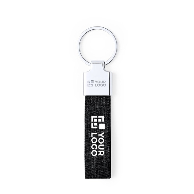 RPET polyester sleutelhanger en chromen accessoire