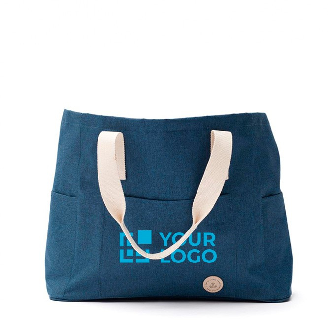 Gerecyclede strandtas met logo en dubbele hengsels