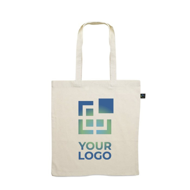 Fairtrade bedrukte katoenen tas met lange hengsels Fairtrade 140 g/m2