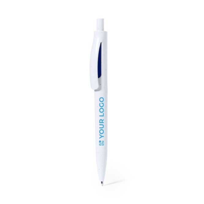 Balpen van gerecycled plastic met drukknop en blauwe inkt