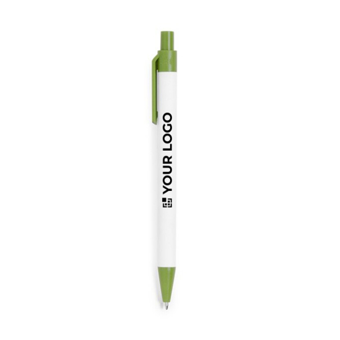 Gerecyclede kartonnen pen met kleurdetails en blauwe inkt
