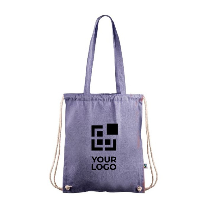 Fairtrade 140g/m2 katoenen 2-in-1 tas en rugzak met trekkoord