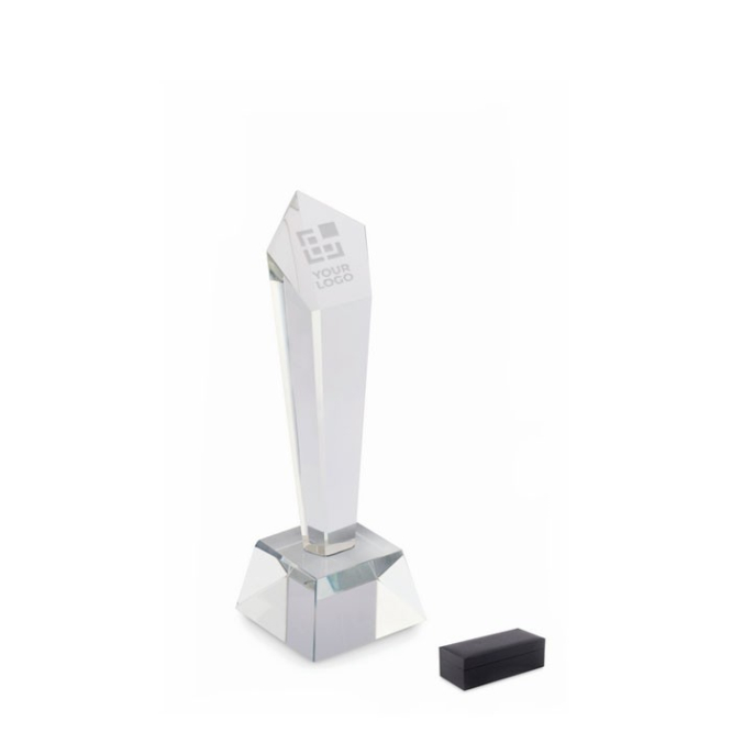 Kristallen trofee verticale geometrische vorm, glazen basis