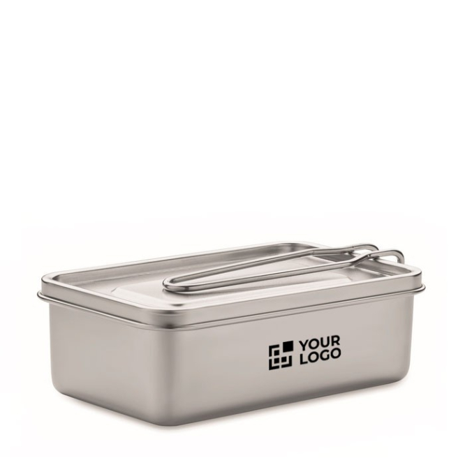 Lunchbox van RVS met afneembaar bijpassend handvat 750ml