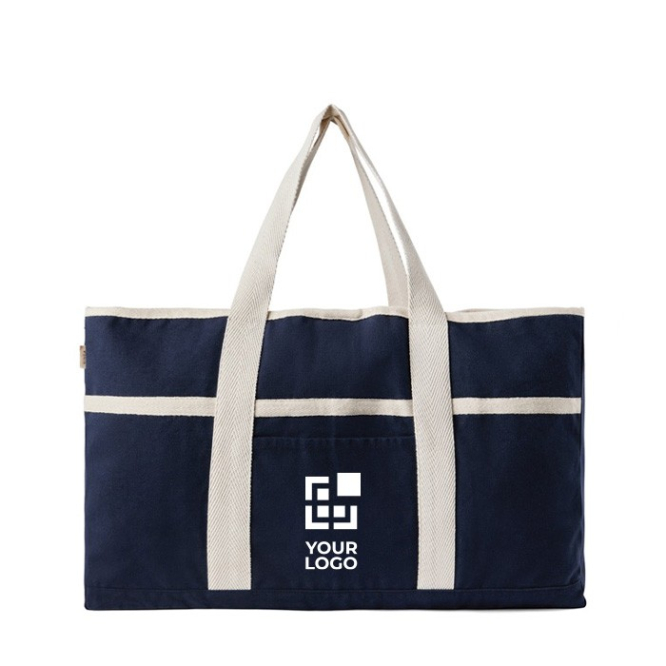 Gerecycled katoenen strandtas met handdoekhouder inbegrepen 500 g/m2