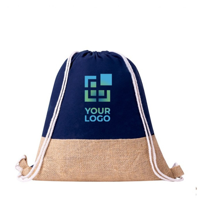 Rugzakje van 100% katoen met trekkoord en jute basis 120g/m2