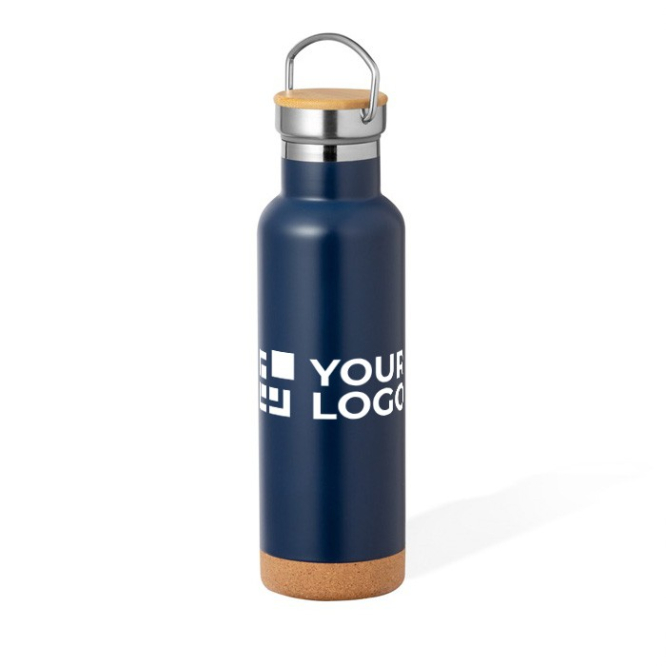 Dubbelwandige RVS fles met draaggreep 650ml