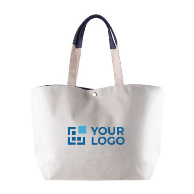 Gerecycled katoenen tas met drukknoopsluiting 280 g/m2