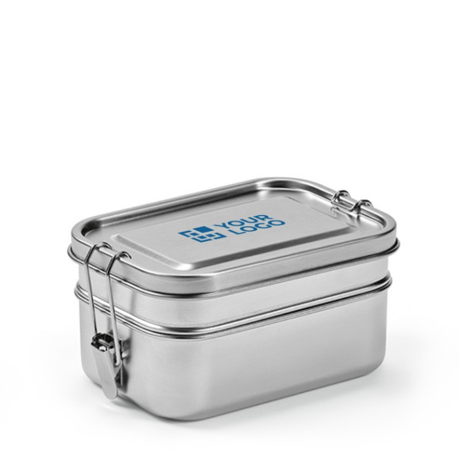Lunchbox van gerecycled roestvrij staal met zijgespen 1,2L