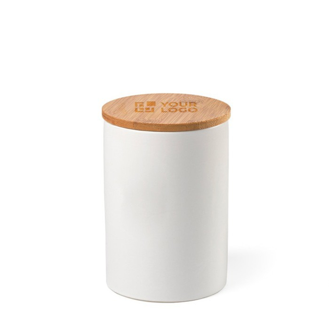 Keukenpot van keramiek met bamboe deksel 980ml