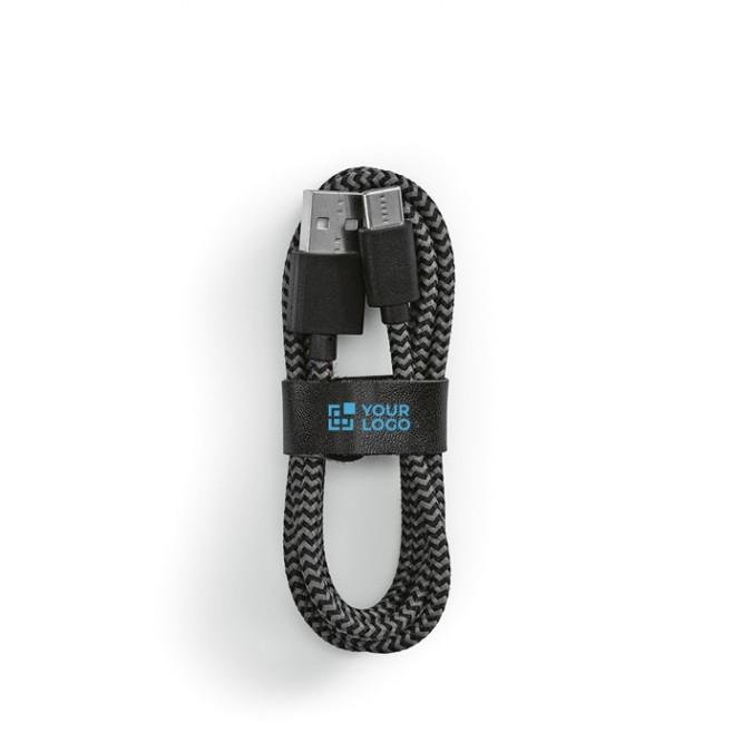 Kabel van RPET van 1 meter met twee USB-A en USB-C connectoren
