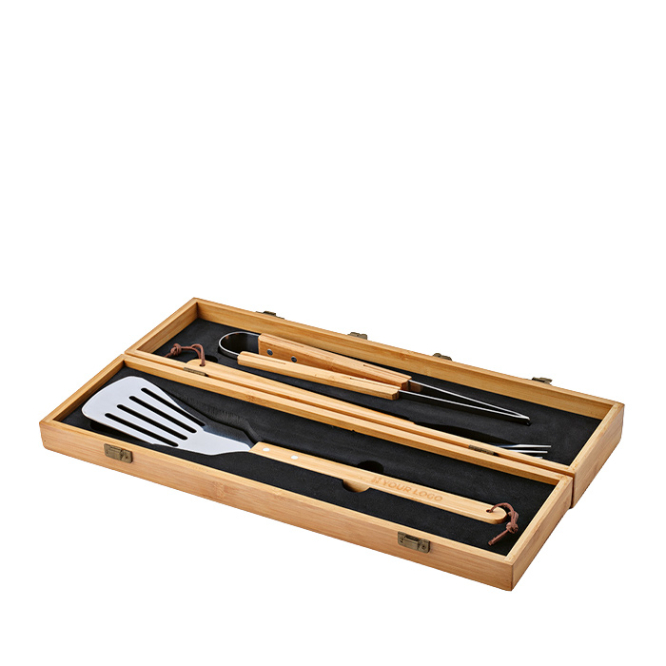 Barbecueset in bamboekist met grillgerei