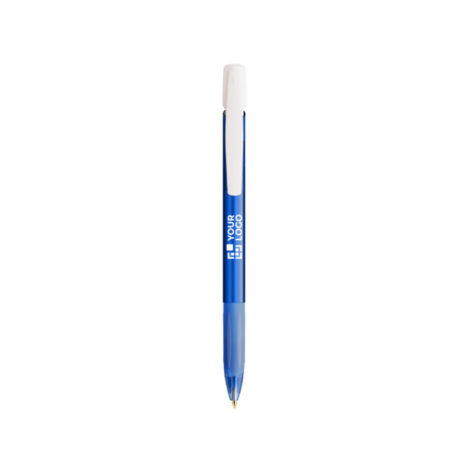 Plastic balpen met drukknop, intrekbaar, en blauwe inkt BIC®