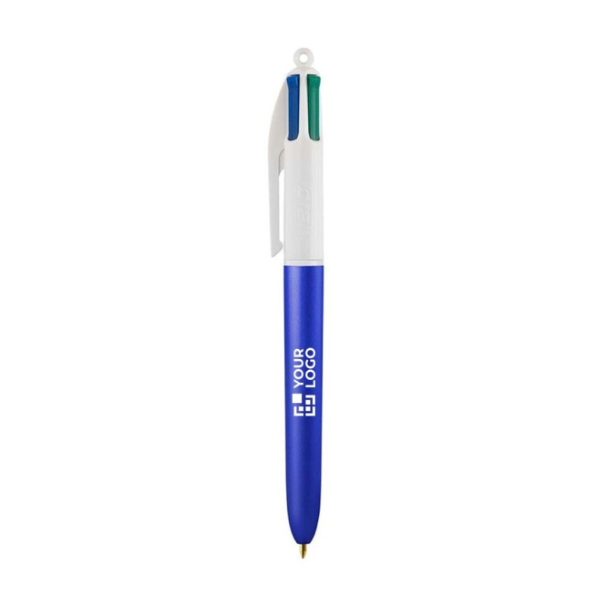 Kunststof pen in frosted stijl met 4 kleuren inkt BIC®