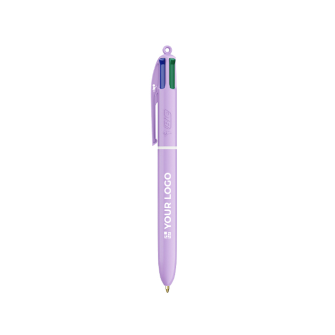 Kunststof pen met pastelafwerking en 4 kleuren inkt BIC®