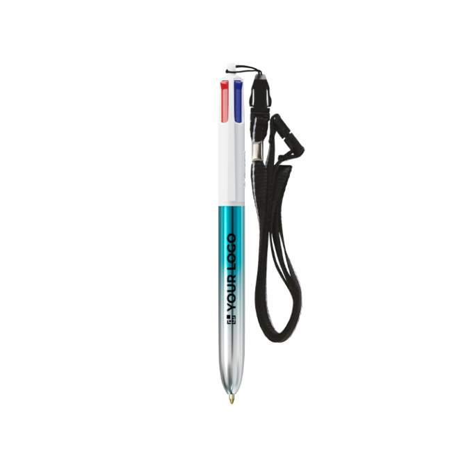 BIC® balpen met metallic tweekleurig design en 4 kleuren inkt