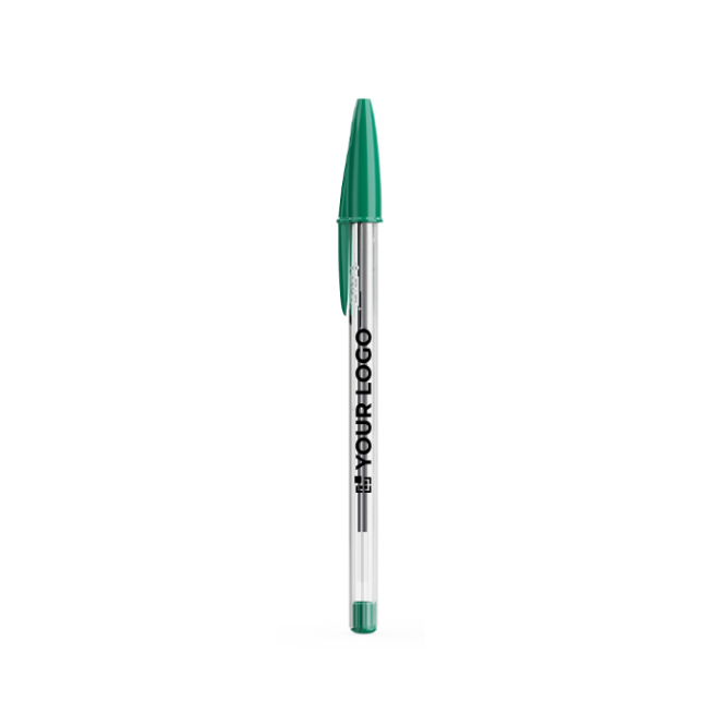 Klassieke transparante plastic balpen met groene inkt BIC® Cristal®