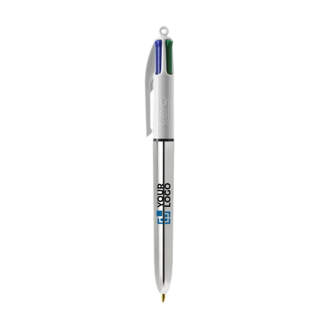Kunststof balpen met metallic afwerking en 4 kleuren inkt BIC®