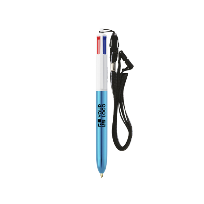 Plastic pen met metallic afwerking en 4 kleuren inkt Shine BIC®