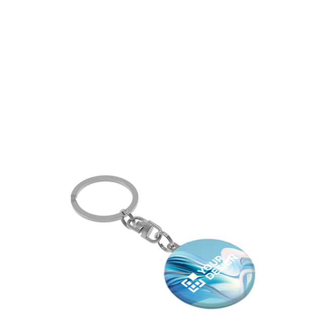 Ronde metalen sleutelhanger full colour personaliseerbaar