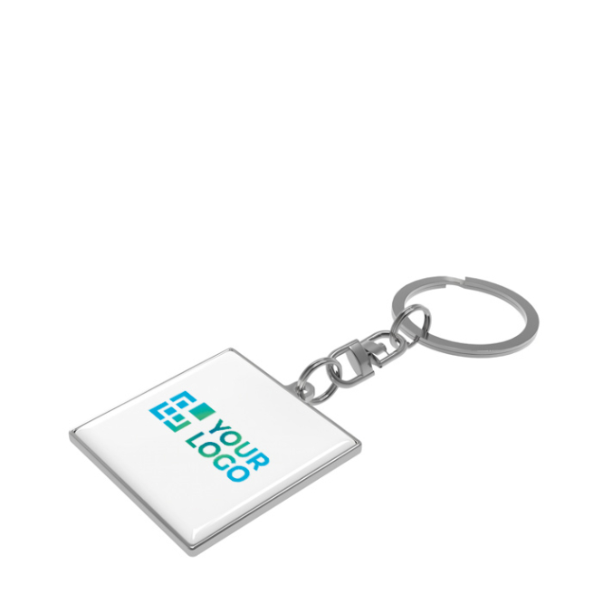 Vierkante metalen sleutelhanger met een elegant en stevig ontwerp