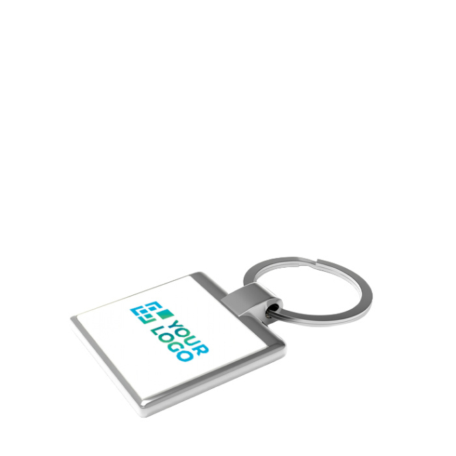 Verchroomde metalen sleutelhanger met glanzende afwerking