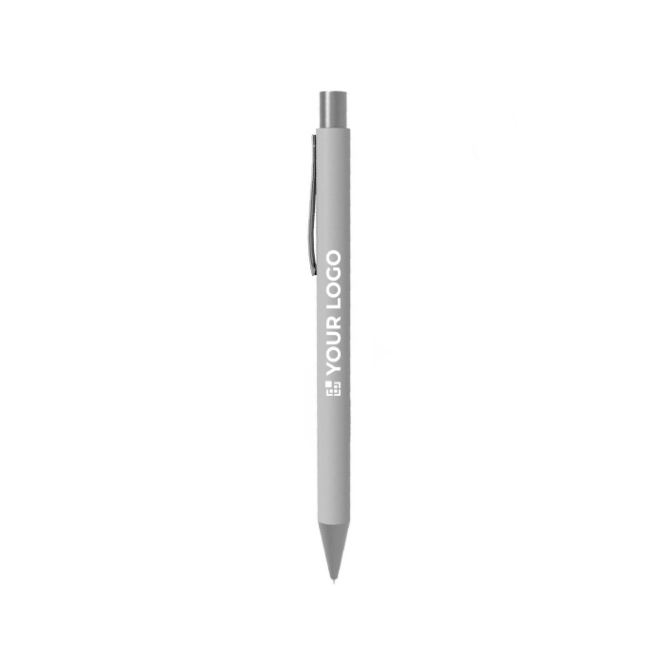 Aluminium balpen met comfortabele rubberafwerking en blauwe inkt