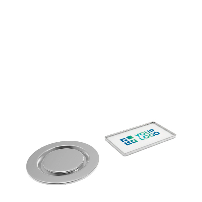 Metalen rechthoekige kledingpin met magnetische sluiting - klein