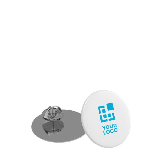 Middelgrote ronde metalen pin met vlindersluiting