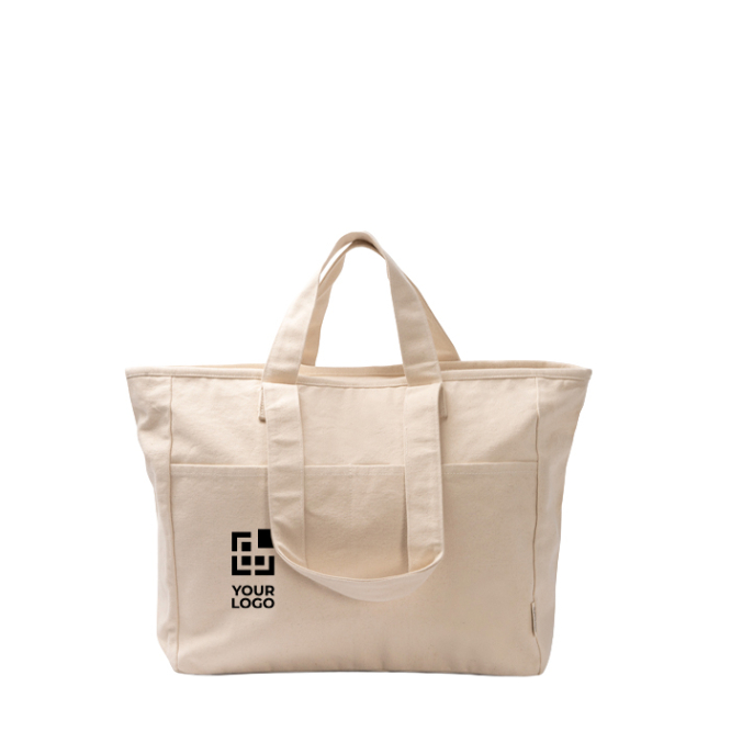 Tas van gerecycled katoen met rits en zakken 420 g/m2