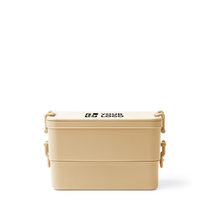 Plastic lunchbox met dubbel compartiment en bestek 2,3 L
