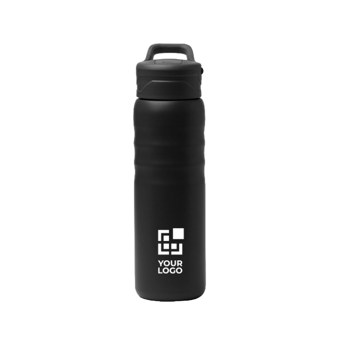 Thermosfles van gerecycled roestvrij staal met rietje 710ml