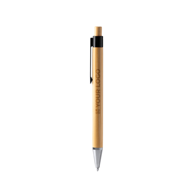 Bamboe pen met translucente details en blauwe inkt