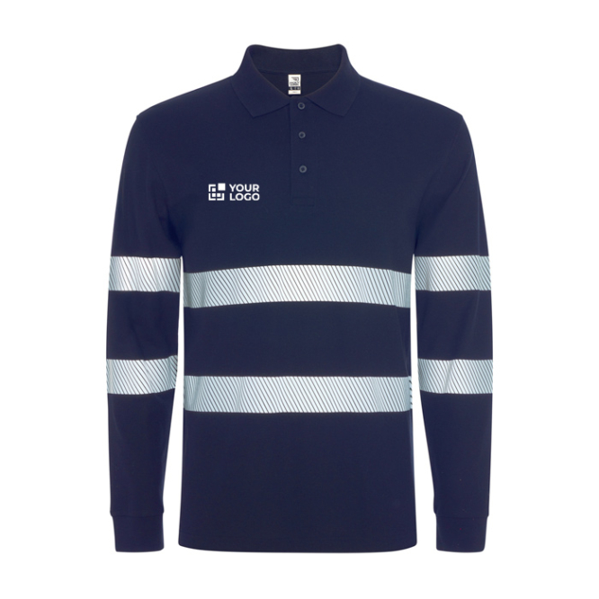 Unisex polo met lange mouwen met hoge zichtbaarheid 220 g/m²