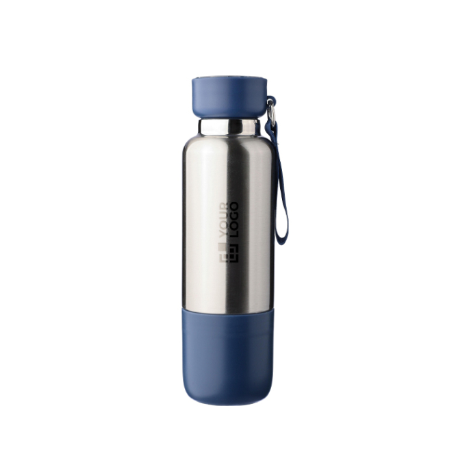 RVS drinkfles met polsriem en beker in de bodem 500ml