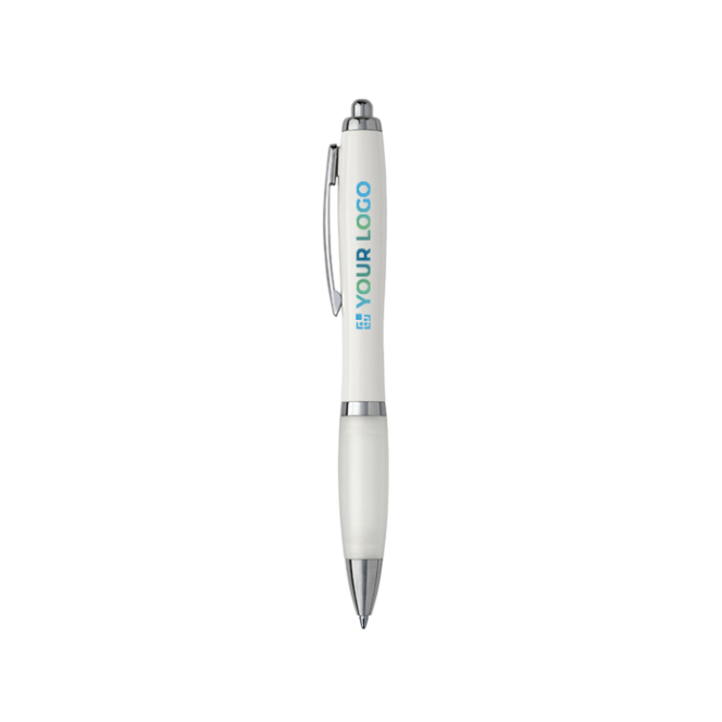 Balpen met blauwe inkt van gerecycled plastic met rubberen grip