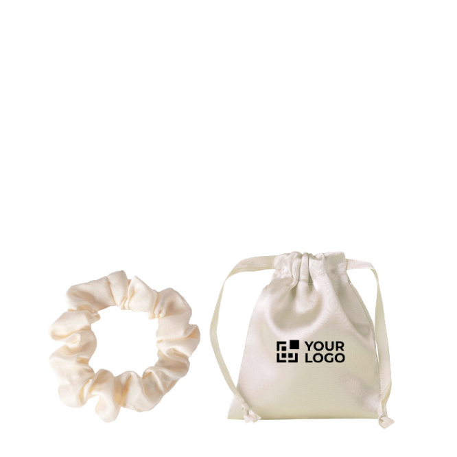 Set van 2 scrunchies met glanzend polyester presentatiezakje
