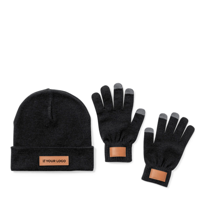 set handschoenen en muts met logo