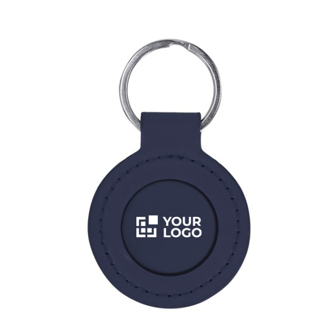 Sleutelhanger met PU afwerking met metalen plaatje