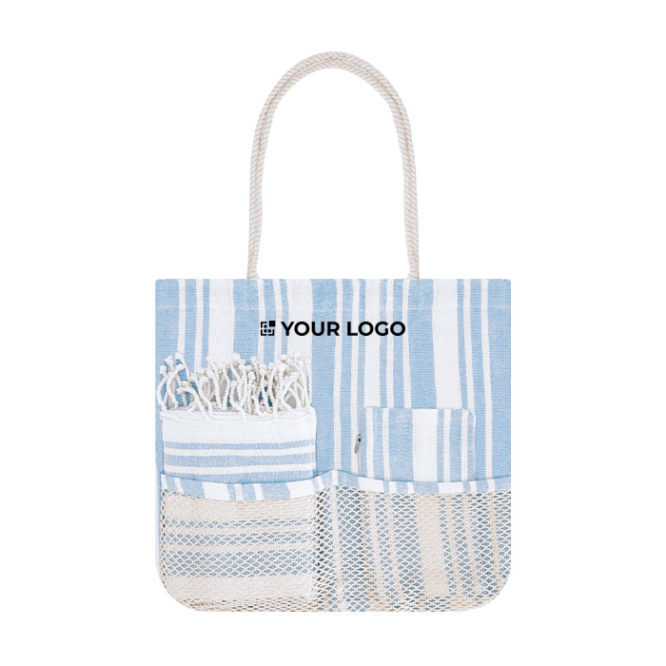 Set strandtas, toilettas en pareo van katoen 180 g/m²