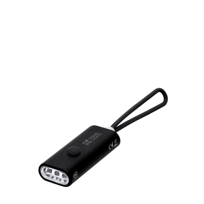 Zaklamp van gerecycled aluminium met 3 leds en siliconen lus