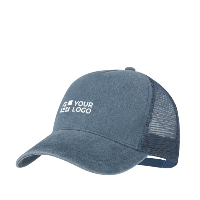 5-panel cap met washed effect en verstelbaar ademend mesh