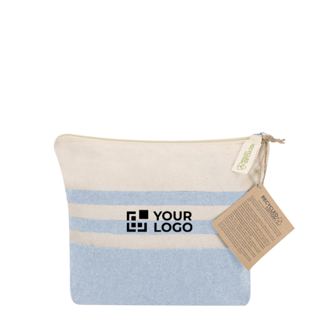 Toilettas van gerecycled katoen met strepen en rits 180 g/m²