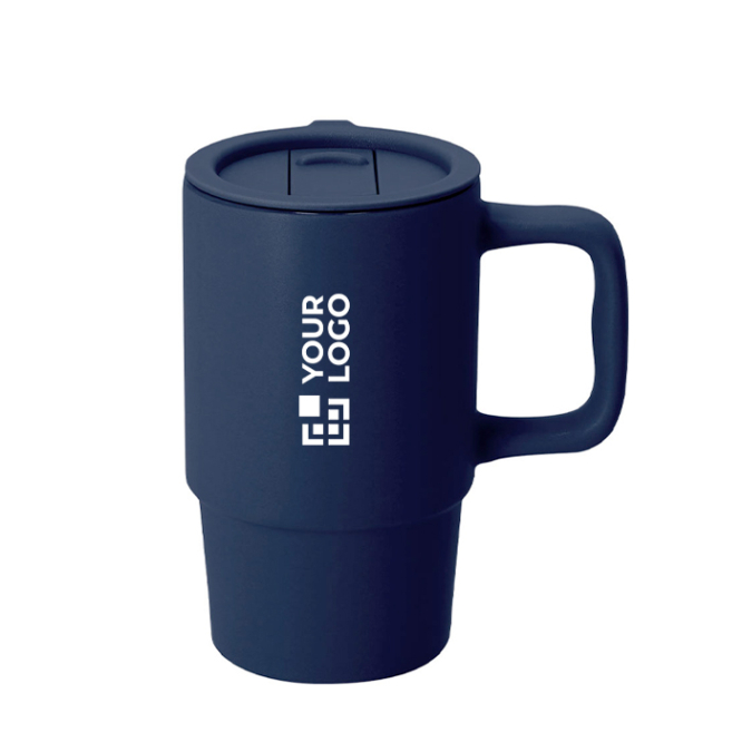 Keramische to-go beker met schuifdeksel en matte afwerking