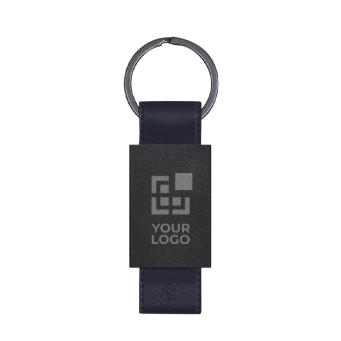 Matte aluminium sleutelhanger met band van synthetisch leer