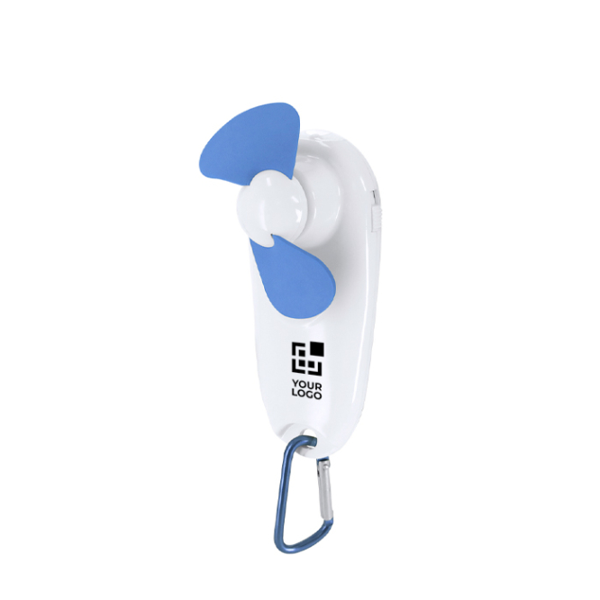 Draagbare ventilator met LED-zaklamp en draagkarabijnhaak