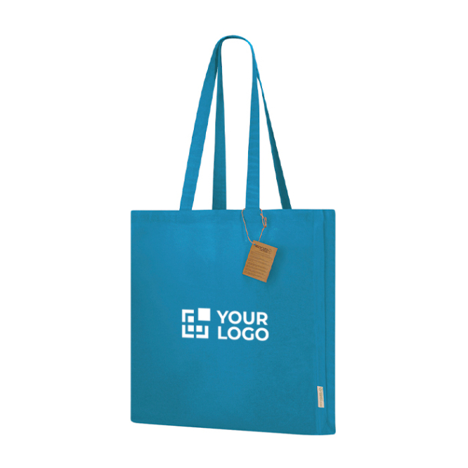 Katoenen tas met vouw en verstevigde lange hengsels 140 g/m²
