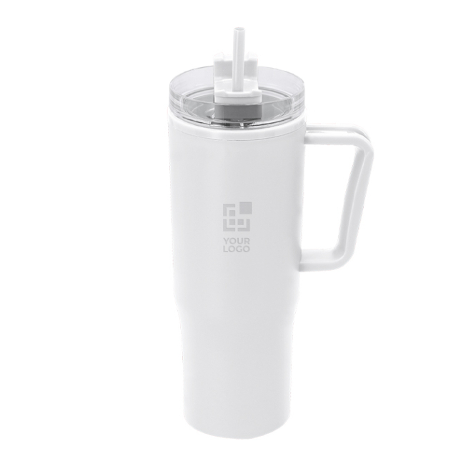 Thermobeker van gerecycled plastic met draaggreep 900 ml
