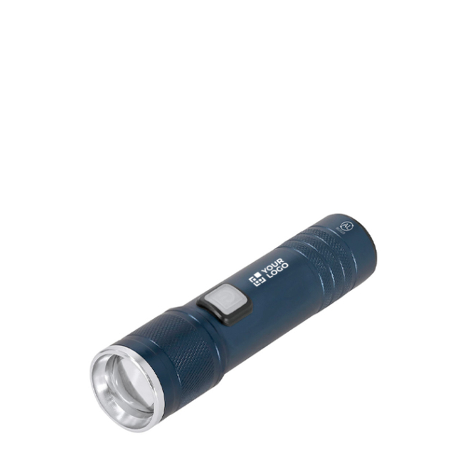 Oplaadbare zaklamp van aluminium met uitschuifbare zoom