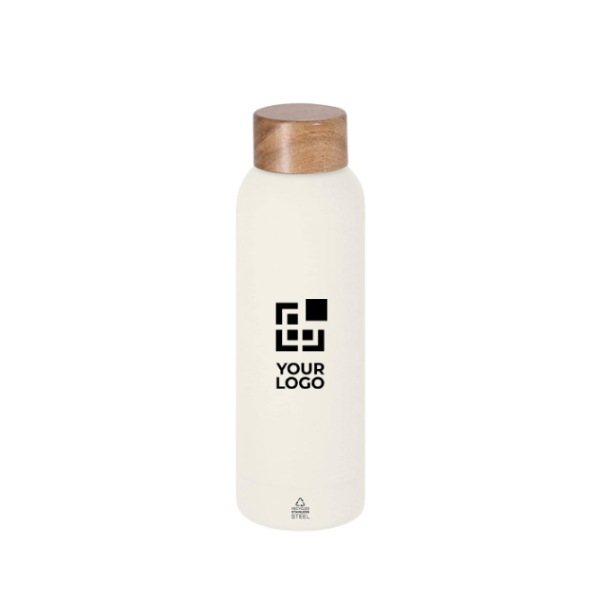 RVS-fles met rubberachtige afwerking en bamboe dop 700 ml